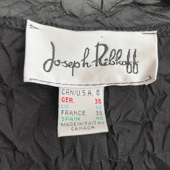 JOSEPH RIBKOFF Sheer Bell Sleeve Tie Front Black Jacket Crinkle High Low Ruffle - Picture 13 of 17